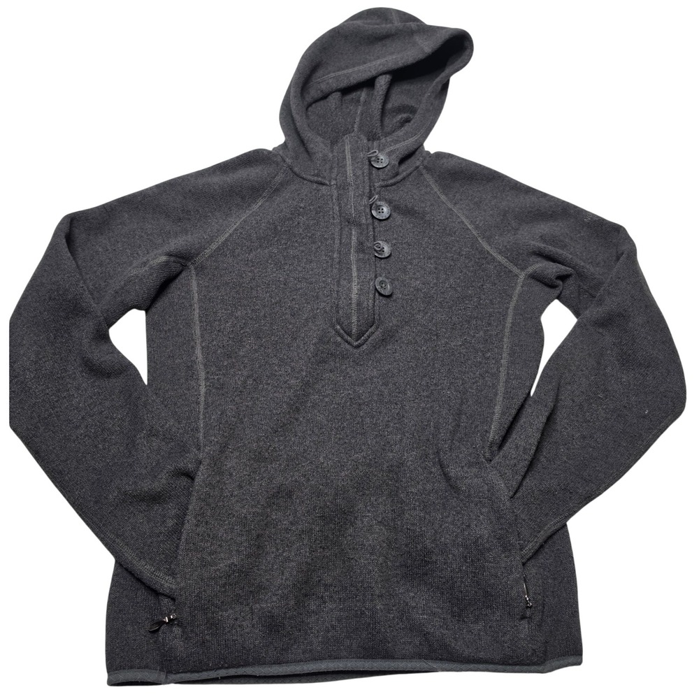 The North Face Crescent Sunset Hoodie Gray Fleece Button Henley Sweater Small